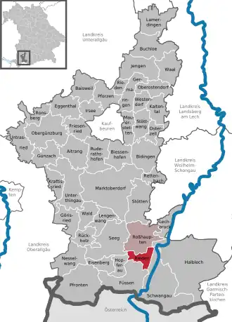 Kaart van Rieden am Forggensee