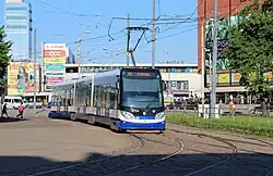 Škoda 15T1 Riga, in dienst op lijn 11; 2013.