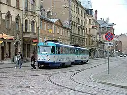 ČKD Tatra T3SU in de oude binnenstad van Riga.