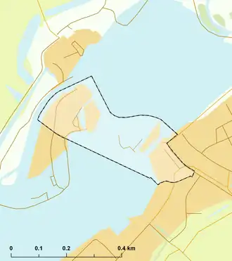 Kaart van Rijksbeschermd dorpsgezicht Spaarndam,
