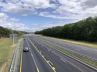 De A1 in oostelijke richting vanaf viaduct "De Kiete", net na de aansluiting Markelo