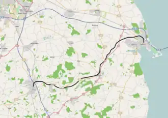 Spoorlijn Ringe - Nyborg op de kaart