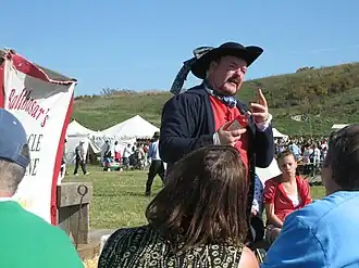 Opvoering van een medicijnenverkoper tijdens een festival in Ringwood, Illinois