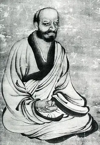 Japans schilderij van Linji Yixuan (Japans: Rinzai Gigen).