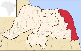 Ligging van de Braziliaanse mesoregio Leste Potiguar in Rio Grande do Norte