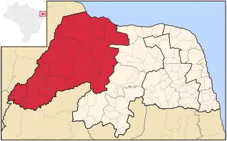 Ligging van de Braziliaanse mesoregio Oeste Potiguar in Rio Grande do Norte