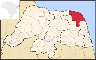 Ligging van de Braziliaanse microregio Litoral Nordeste in Rio Grande do Norte