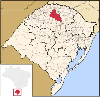 Ligging van de Braziliaanse microregio Carazinho in Rio Grande do Sul