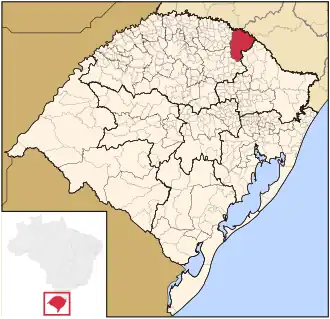 Ligging van de Braziliaanse microregio Sananduva in Rio Grande do Sul