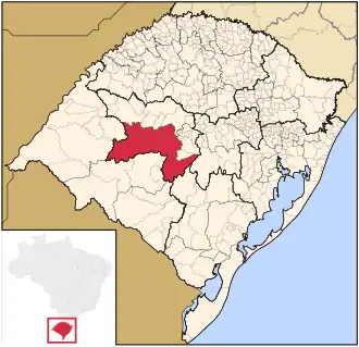 Ligging van de Braziliaanse microregio Santa Maria in Rio Grande do Sul