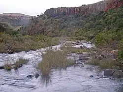 Waterstroming in de Inkomati-rivier nabij Carolina, Zuid-Afrika