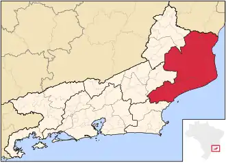 Ligging van de Braziliaanse mesoregio Norte Fluminense in Rio de Janeiro