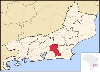 Ligging van de Braziliaanse microregio Macacu-Caceribu in Rio de Janeiro