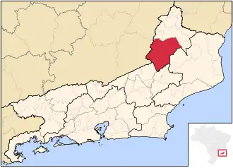 Ligging van de Braziliaanse microregio Santo Antônio de Pádua in Rio de Janeiro