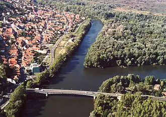 De Bodrog (l.) en de Tisza bij Tokaj