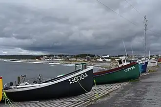 Zicht op het dorp en de kustlijn