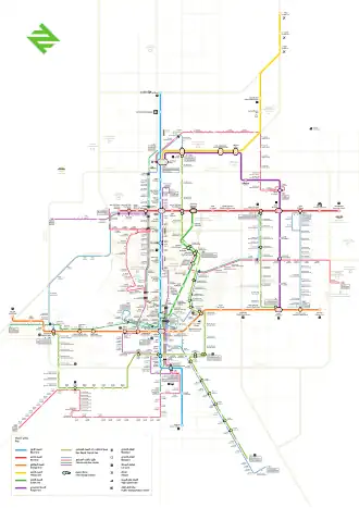 Kaart toekomstig metronetwerk Riyad