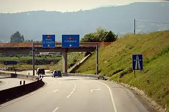 De A3 nabij Valença richting de Spaanse grens