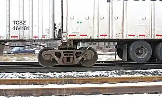 Draaistel onder roadrailers (opleggers) in de V.S.