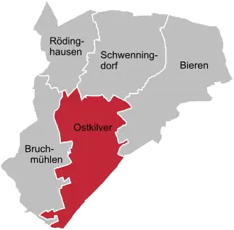 Ligging van Ostkilver in de gemeente Rödinghausen