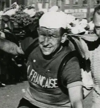 Roger Desmet als etappewinnaar van Dwars Door België 1949