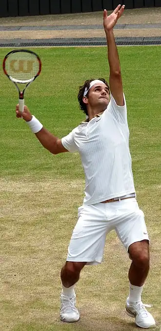 Roger Federer tijdens Wimbledon 2009