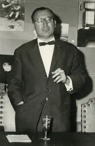 Roger Otte bij zijn openingsrede op de Handelsbeurs in Sint-Lievens-Houtem in 1965