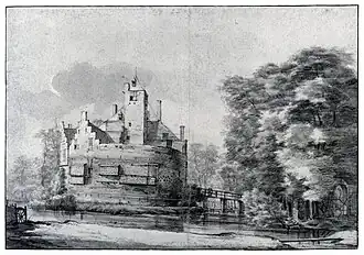 Kasteel Ruwiel: naar Oost-Indische inkttekening door R.Roghman in het Museum Teyler, Haarlem