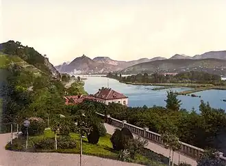 Gezicht op Rolandseck en Nonnenwerth, circa 1900