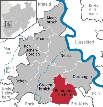 Kaart van Rommerskirchen