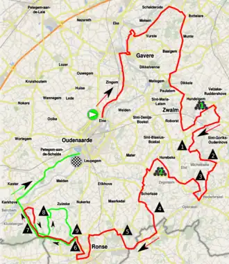 Routekaart van de Ronde van Vlaanderen 2012