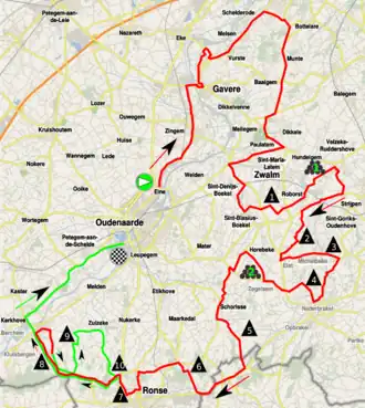 Routekaart van de Ronde van Vlaanderen 2013