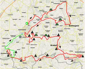 Routekaart van de Ronde van Vlaanderen 2017