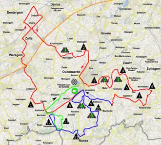 Routekaart van de Ronde van Vlaanderen 2023