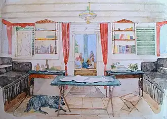 Kamer in Beiroet. Tekening door Alexine Tinne, 1857. Familiearchief.