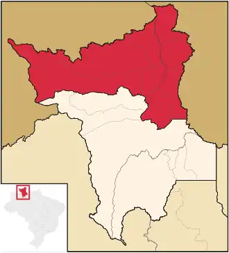 Ligging van de Braziliaanse mesoregio Norte de Roraima in Roraima