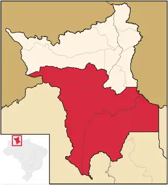 Ligging van de Braziliaanse mesoregio Sul de Roraima in Roraima