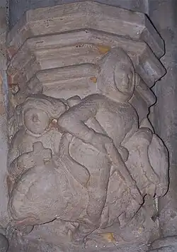 Kruisridder. Wellicht stelt dit William St Clair voor die een splinter van het Kruis mee had genomen uit het Heilige Land.