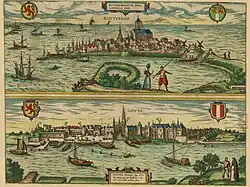 Kaart van Rotterdam & Gouda, Georg Braun