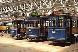 RETM motorwagens 86, 11, paardentram 514 (v.r.n.l).