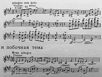 1e en 2e thema uit deel 1 van Roussels 4e symfonie