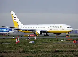 Een Boeing 767 van Royal Brunei Airlines