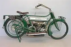 Royal Enfield 3½ pk (425 cc) uit 1913 met een doorzichtige olietank