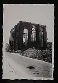 De ruïne van de Lutherse Kerk na het bombardement