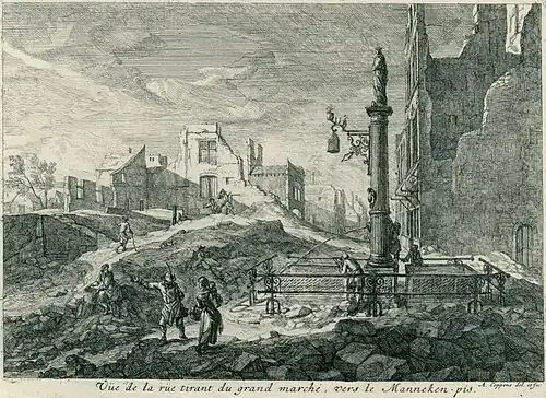 Zicht van de Grote Markt richting Manneken Pis.