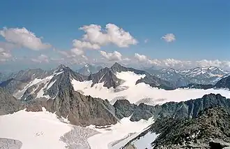 De Ruderhofspitze vanaf de Schrankogel