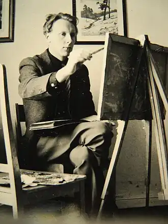 Rudi Polder aan het werk in zijn appartement in Marseille, circa 1953.