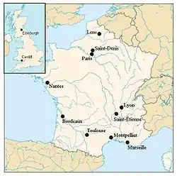 Stadions waar het WK rugby 2007 werd gehouden