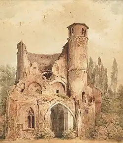 Ruine, aquarel, collectie MNAHA
