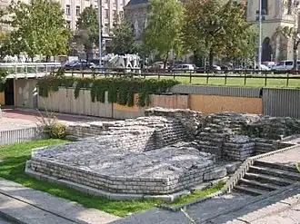 Ruïne van een Romeins fort in Pest.